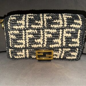 Black and Cream Woven Clutch